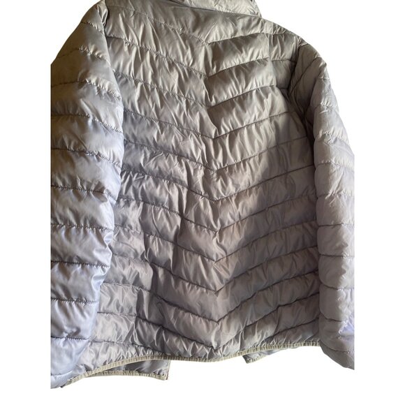 Big Chill Womens Light Gray Puffer Jacket 1X With Rose Gold Zippers & Hood - Picture 2 of 7